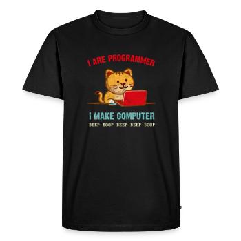 Programmeur Développeur Informaticien Geek - T-shirt Premium bio Homme - noir - Devant - Nico (187cm)