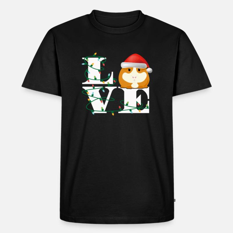 Cochon d'Inde aime Noël - T-shirt Premium bio Homme - noir