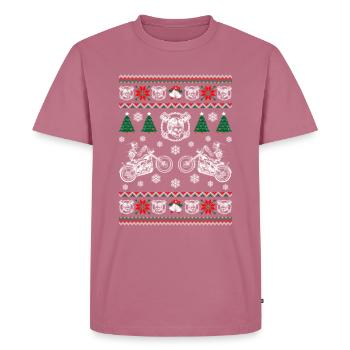 Biker laid Noël - T-shirt Premium bio Homme - mauve - Devant - Nico (187cm)