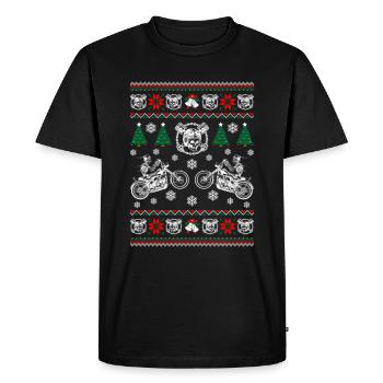 Biker Ugly Christmas - Men's Premium Organic T-Shirt - black - Front - Nico (187cm)