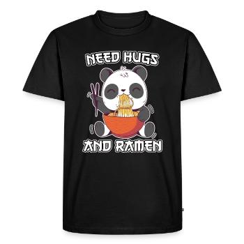 Ramen Panda Kawaii Need Hugs Anime Noodle Soup - Men's Premium Organic T-Shirt - black - Front - Nico (187cm)