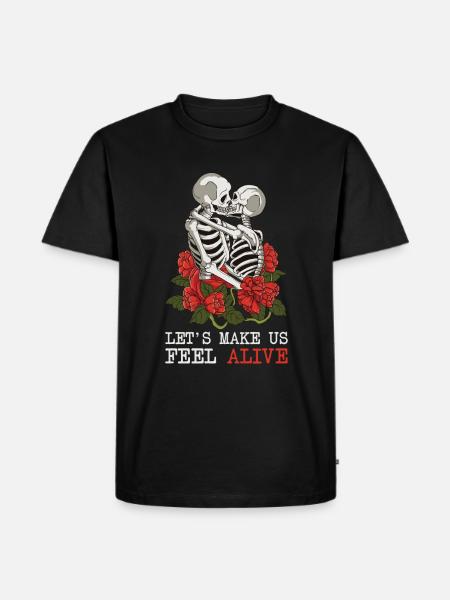 De Liefde van de Dag van de Valentijnskaart van het Paar - Mannen Premium Bio T-shirt - zwart