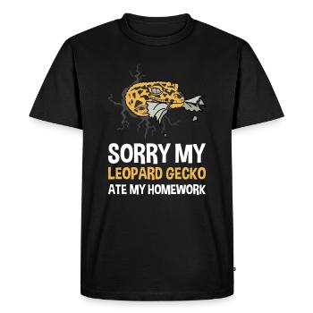 Leopard gecko gecko homework eaten - Men's Premium Organic T-Shirt - black - Front - Nico (187cm)