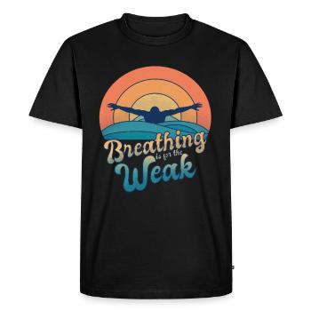 Swimmer Breath Swimming Water Sports Retro Saying - Men's Premium Organic T-Shirt - black - Front - Nico (187cm)