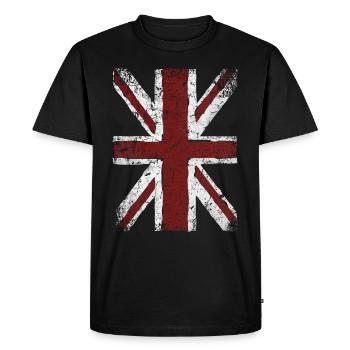 Union Jack Vintage Royaume-Uni drapeau Used Look - T-shirt Premium bio Homme - noir - Devant - Nico (187cm)
