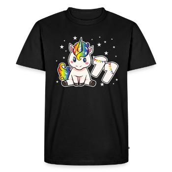 Unicorn 11 Birthday 11 Years Rainbow Girl - Men's Premium Organic T-Shirt - black - Front - Nico (187cm)