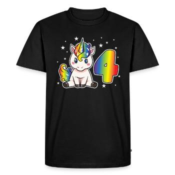 Licorne 4 anniversaire 4 ans arc-en-ciel fille - T-shirt Premium bio Homme - noir - Devant - Nico (187cm)