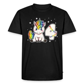 Licorne 4 anniversaire 4 ans arc-en-ciel fille - T-shirt Premium bio Homme - noir - Devant - Nico (187cm)