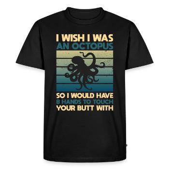 Funny Octopus Octopus Octopus Squid - Men's Premium Organic T-Shirt - black - Front - Nico (187cm)