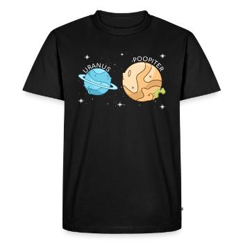 Uranus Poopiter - Uranus Planet Space Drôle - T-shirt Premium bio Homme - noir - Devant - Nico (187cm)
