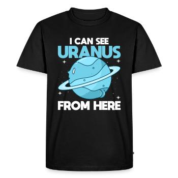 I Can See Uranus From Here - Uranus Planet Funny - Men's Premium Organic T-Shirt - black - Front - Nico (187cm)