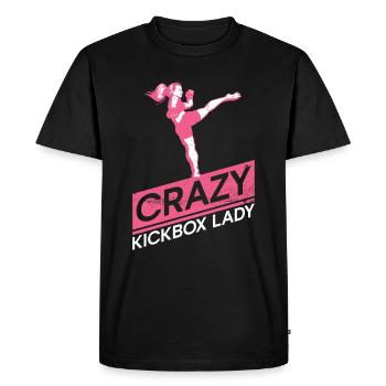 Crazy Kickbox Lady - Kickboxing Kickboxer - Men's Premium Organic T-Shirt - black - Front - Nico (187cm)