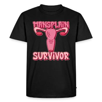 Mansplain Survivor - Féminisme Féministe - T-shirt Premium bio Homme - noir - Devant - Nico (187cm)