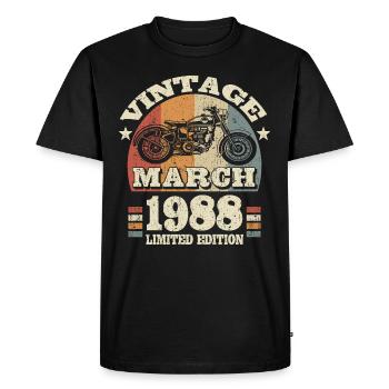 35th birthday - March 1988 - 35 years old - Men's Premium Organic T-Shirt - black - Front - Nico (187cm)