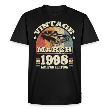 March 1998 - 25 years old - 25th birthday - Men's Premium Organic T-Shirt - black - Front - Nico (187cm)