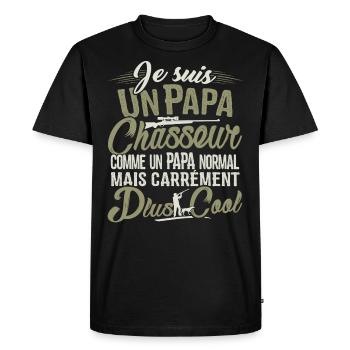T-shirt Chasse - Papa Chasseur Plus Cool - T-shirt Premium bio Homme - noir - Devant - Nico (187cm)