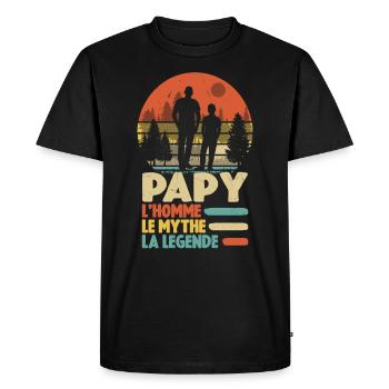 Papy L'homme Le Mythe La Légende - T-shirt Premium bio Homme - noir - Devant - Nico (187cm)
