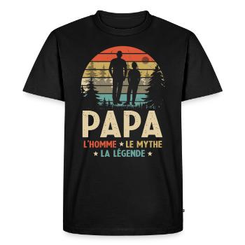 Papa L'homme Le Mythe La Légende - T-shirt Premium bio Homme - noir - Devant - Nico (187cm)