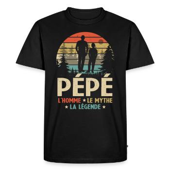 Pépé L'homme Le Mythe La Légende - T-shirt Premium bio Homme - noir - Devant - Nico (187cm)