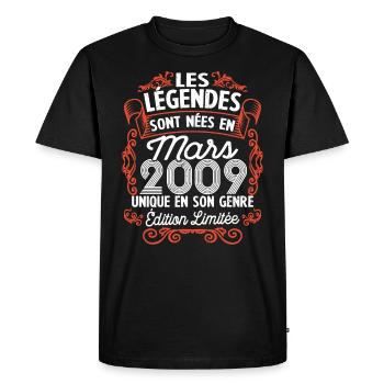 Vintage Flourish Cadeau Anniversaire Mars 2009 - T-shirt Premium bio Homme - noir - Devant - Nico (187cm)