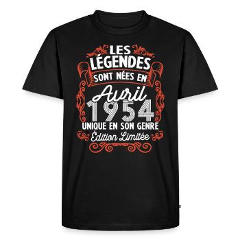 Vintage Flourish Cadeau Anniversaire Avril 1954 - T-shirt Premium bio Homme - noir - Devant - Nico (187cm)