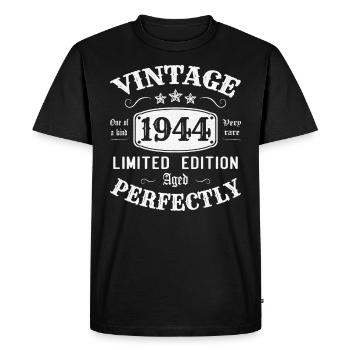 Vintage 1944 Limited Edition Perfectly Aged - Men's Premium Organic T-Shirt - black - Front - Nico (187cm)