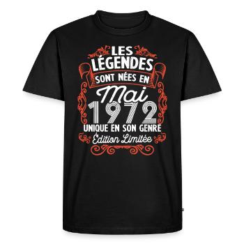Vintage Flourish Cadeau Anniversaire Mai 1972 - T-shirt Premium bio Homme - noir - Devant - Nico (187cm)