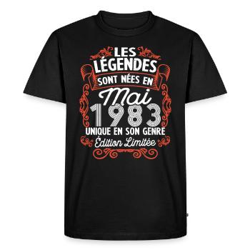 Vintage Flourish Cadeau Anniversaire Mai 1983 - T-shirt Premium bio Homme - noir - Devant - Nico (187cm)