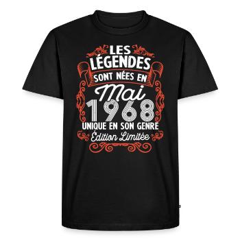 Vintage Flourish Cadeau Anniversaire Mai 1968 - T-shirt Premium bio Homme - noir - Devant - Nico (187cm)