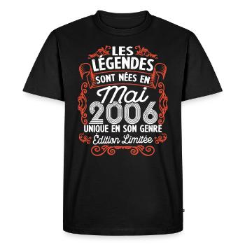 Vintage Flourish Cadeau Anniversaire Mai 2006 - T-shirt Premium bio Homme - noir - Devant - Nico (187cm)