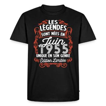 Vintage Flourish Cadeau Anniversaire Juin 1955 - T-shirt Premium bio Homme - noir - Devant - Nico (187cm)