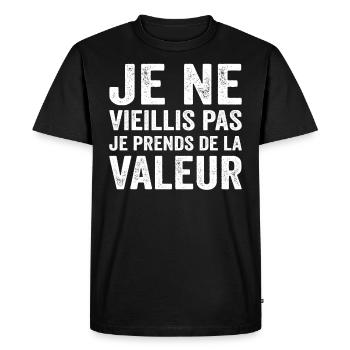 Je Ne Vieillis Pas Je Prends De La Valeur - T-shirt Premium bio Homme - noir - Devant - Nico (187cm)