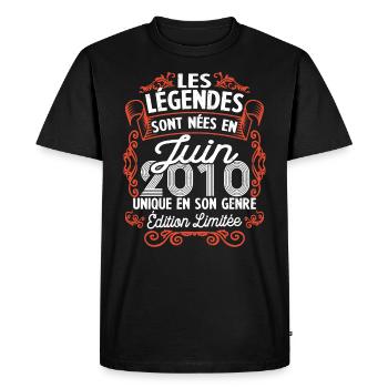 Vintage Flourish Cadeau Anniversaire Juin 2010 - T-shirt Premium bio Homme - noir - Devant - Nico (187cm)