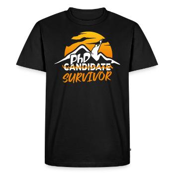 PHD Candidat Survivor Drôle Vintage - T-shirt Premium bio Homme - noir - Devant - Nico (187cm)