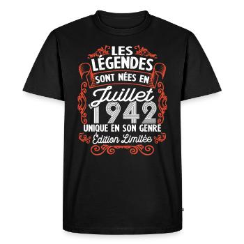 Vintage Flourish Cadeau Anniversaire Juillet 1942 - T-shirt Premium bio Homme - noir - Devant - Nico (187cm)