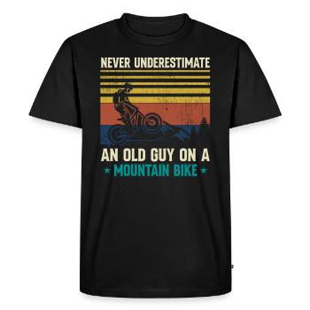 Old Guy On A Mountain Bike - Amoureux De VTT - T-shirt Premium bio Homme - noir - Devant - Nico (187cm)