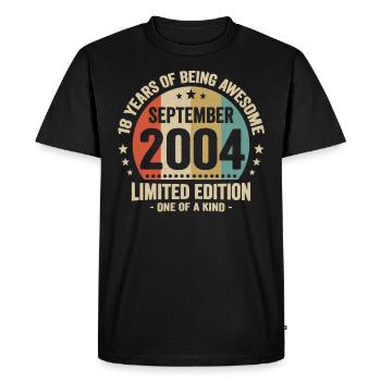 18 Years Of Being Awesome Since September 2004 - Men's Premium Organic T-Shirt - black - Front - Nico (187cm)