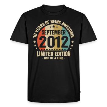 10 Years Of Being Awesome Since September 2012 - Men's Premium Organic T-Shirt - black - Front - Nico (187cm)