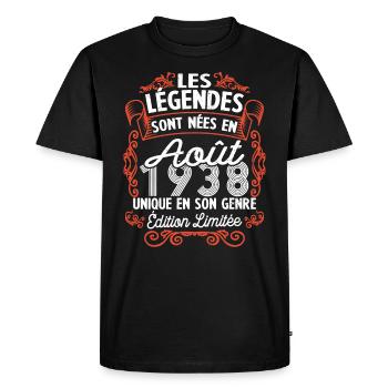 Vintage Flourish Cadeau Anniversaire Août 1938 - T-shirt Premium bio Homme - noir - Devant - Nico (187cm)