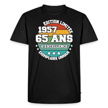 1957 65 Ans Edition Limitée 65 Ans D'excellence - T-shirt Premium bio Homme - noir - Devant - Nico (187cm)