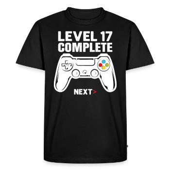 Level 17 Full - Men's Premium Organic T-Shirt - black - Front - Nico (187cm)