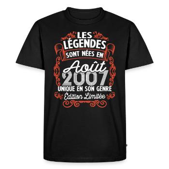 Vintage Flourish Cadeau Anniversaire Août 2007 - T-shirt Premium bio Homme - noir - Devant - Nico (187cm)