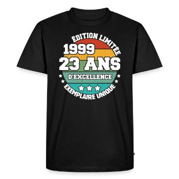 1999 23 Ans Edition Limitée 23 Ans D'excellence - T-shirt Premium bio Homme - noir - Devant - Nico (187cm)
