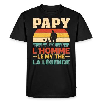 Papy L'homme Le Mythe La Légende - T-shirt Premium bio Homme - noir - Devant - Nico (187cm)