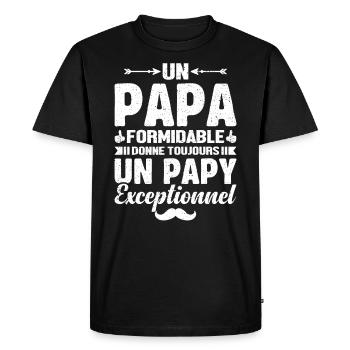 Un Papa Formidable - Papy Exceptionnel Cadeau - T-shirt Premium bio Homme - noir - Devant - Nico (187cm)