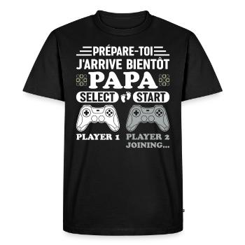 Bientôt Papa Annonce Grossesse Futur Père Gamer - T-shirt Premium bio Homme - noir - Devant - Nico (187cm)