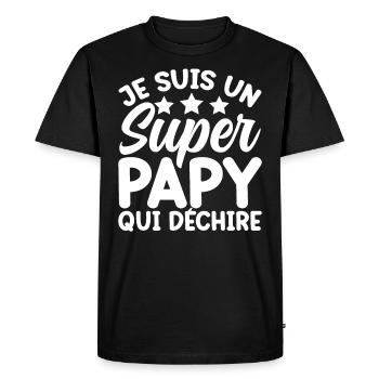Je Suis Un Super Papy Qui Déchire - T-shirt Premium bio Homme - noir - Devant - Nico (187cm)