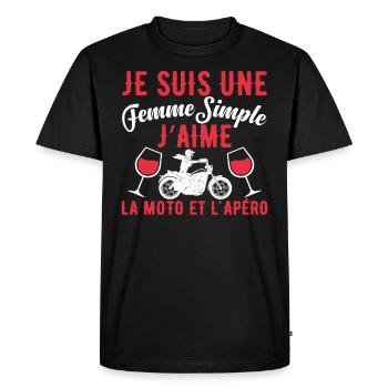 Femme Simple Qui Aime La Moto Et L'apéro - T-shirt Premium bio Homme - noir - Devant - Nico (187cm)
