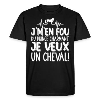Je M'en Fou Du Prince Charmant Je Veux Un Cheval - T-shirt Premium bio Homme - noir - Devant - Nico (187cm)