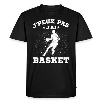 Je Peux Pas J'ai Basket - T-shirt Premium bio Homme - noir - Devant - Nico (187cm)